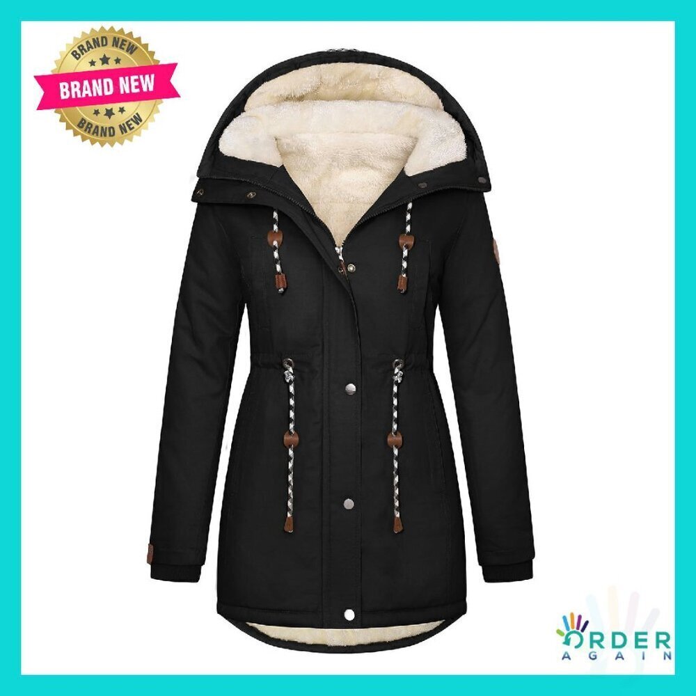 Fleece Lined Sherpa Parka Jacket Warm Winter Coat Chic Casual Puffer Outerwear